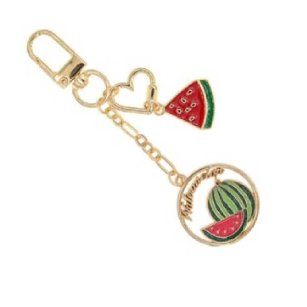NWT! Watermelon Keychain Charm Gold Green and Red
